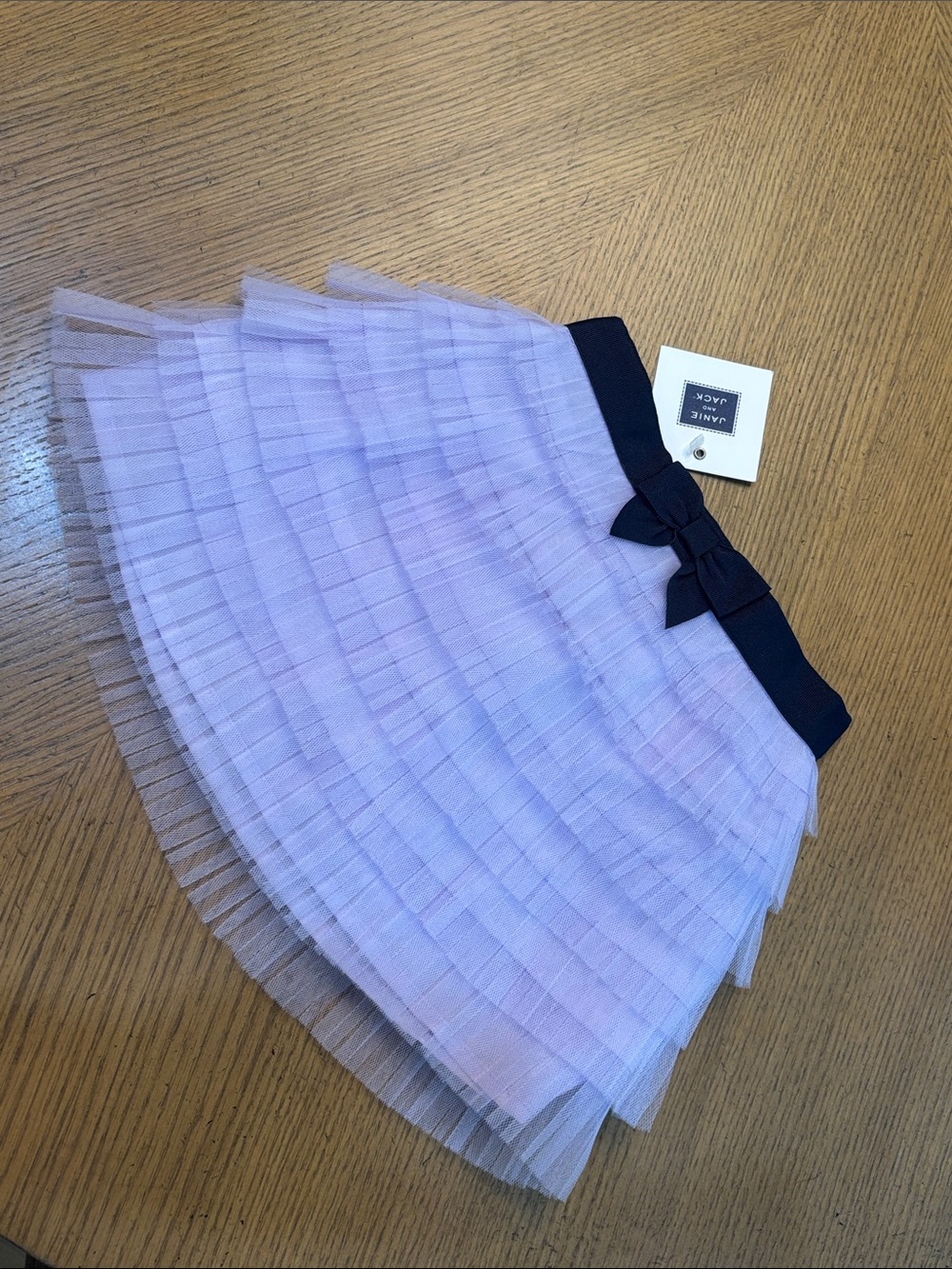 Janie and Jack Lavender Tulle Skirt with Navy Bow Waistband